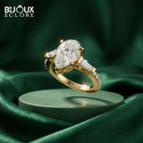 Luxury Pear Cut Diamond Ring with Tapered Baguette Side Stones in Polished Gold - Bijoux Eclore