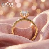 Palais Lumière Oval Diamond Engagement Ring with Delicate Diamond-Accented Shank - Bijoux Eclore