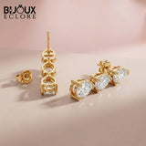 Vertical Masterpiece Featuring Three Stacked Pear-Cut Brilliance Stones in a Seamless Prong Setting Earrings - Bijoux Eclore