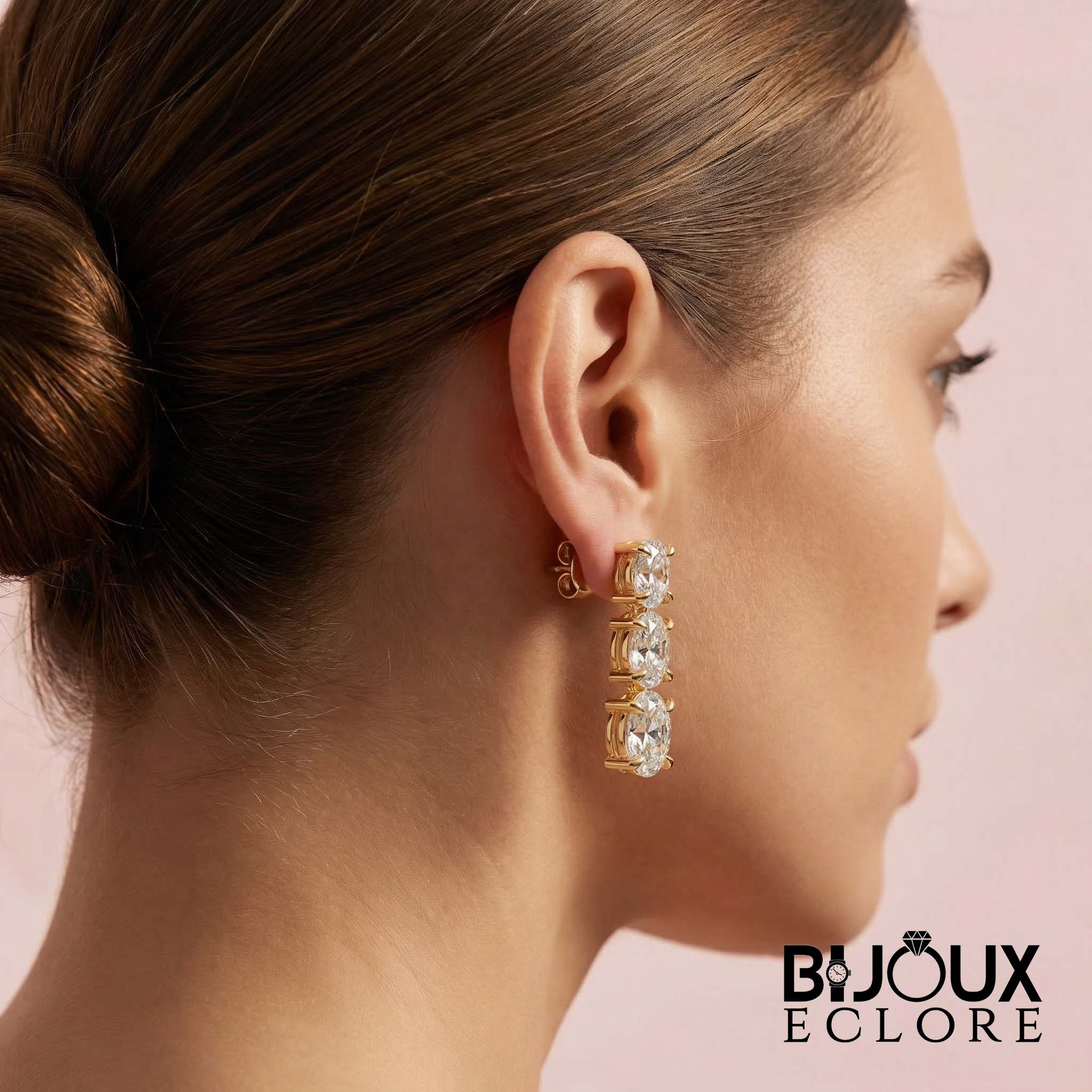 Premium Emerald Cut Diamond Huggie Hoop Earrings in Polished Yellow Gold Modern Minimalist Diamond Earrings - Bijoux Eclore