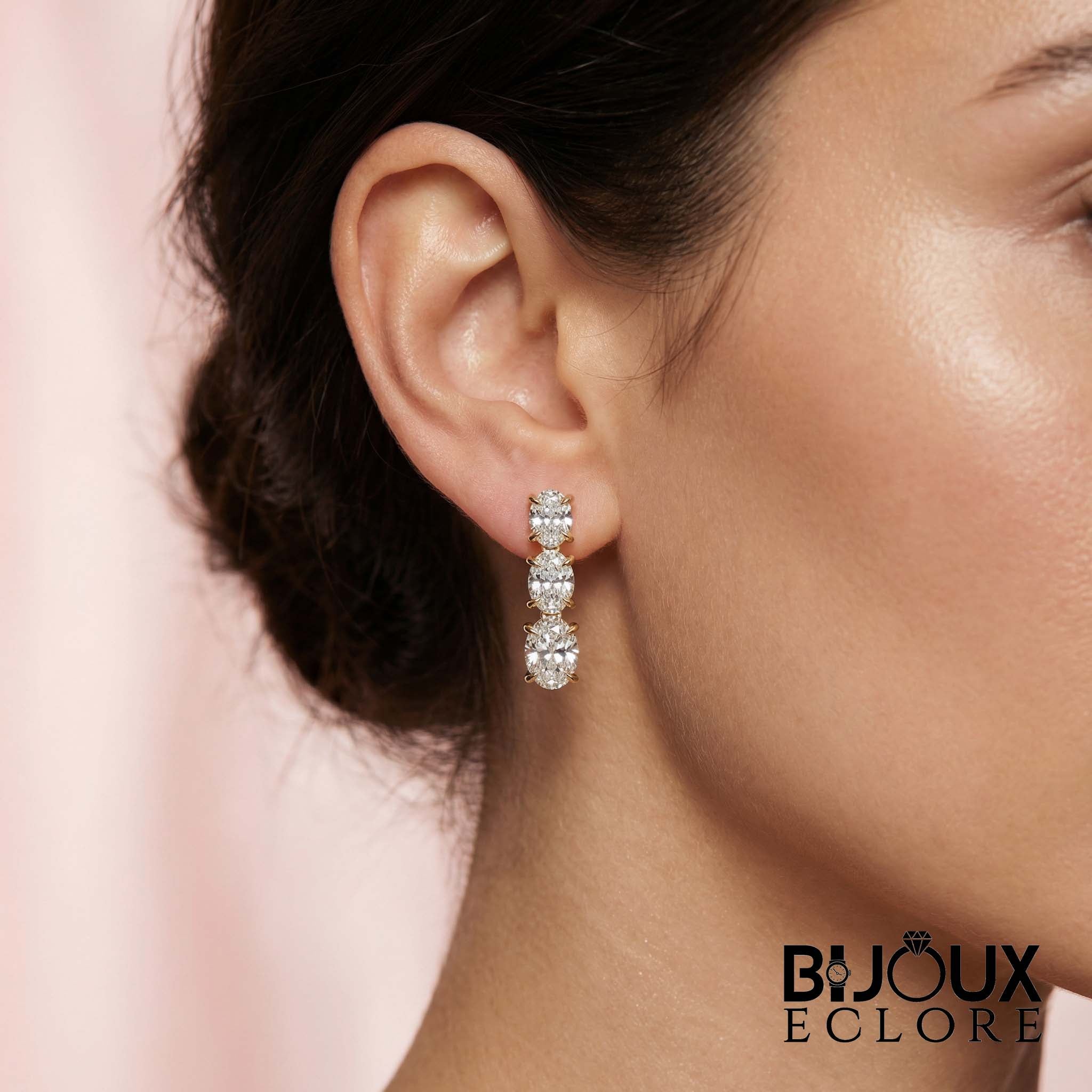 Premium Emerald Cut Diamond Huggie Hoop Earrings in Polished Yellow Gold Modern Minimalist Diamond Earrings - Bijoux Eclore
