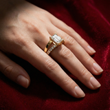 Emerald Diamond Ring with Side Stones – Elegant Gold Engagement Ring - Bijoux Eclore