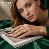 Luxury Geometric Signet Ring with Triple Diamond Accents in Polished Gold - Bijoux Eclore