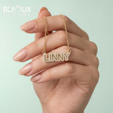Custom Lunny Bubble Letter Diamond Pendant Necklace - Bijoux Eclore