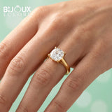 Gold Cushion Solitaire Ring with Four-Prong Setting - Bijoux Eclore