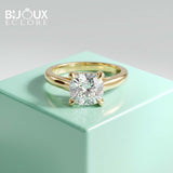 Gold Cushion Solitaire Ring with Four-Prong Setting - Bijoux Eclore