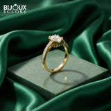 Luxury Fine Gold Ring with Oval Brilliant Diamond and Pavé-Set Band Accents - Bijoux Eclore