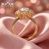 Maison Éclat Crown Halo Diamond Ring with Sculpted Floral Gold Setting - Bijoux Eclore