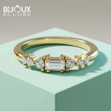 Mixed Cut Diamond Ring with Rectangular Center Stone - Bijoux Eclore