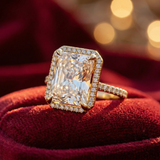 Radiant Diamond Halo Ring – Statement Engagement Ring for Women - Bijoux Eclore