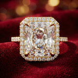 Radiant Diamond Halo Ring – Statement Engagement Ring for Women - Bijoux Eclore