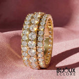 Luxury Gold Wide Diamond Eternity Band for Women with Multi Row Round and Marquise Stone Design - Bijoux Eclore