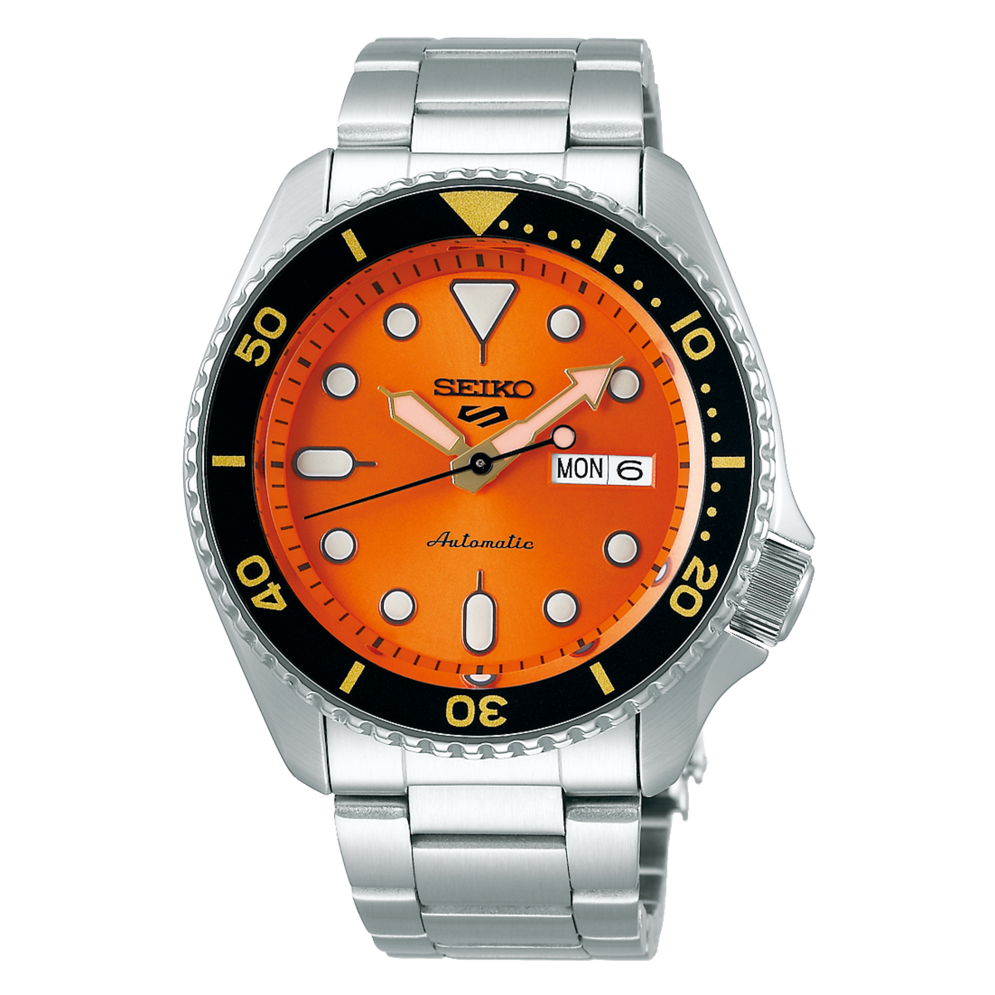 Seiko SRPL59K1J 5 Sports Automatic Orange Dial Stainless Steel Bracelet Men’s Watch - Bijoux Eclore