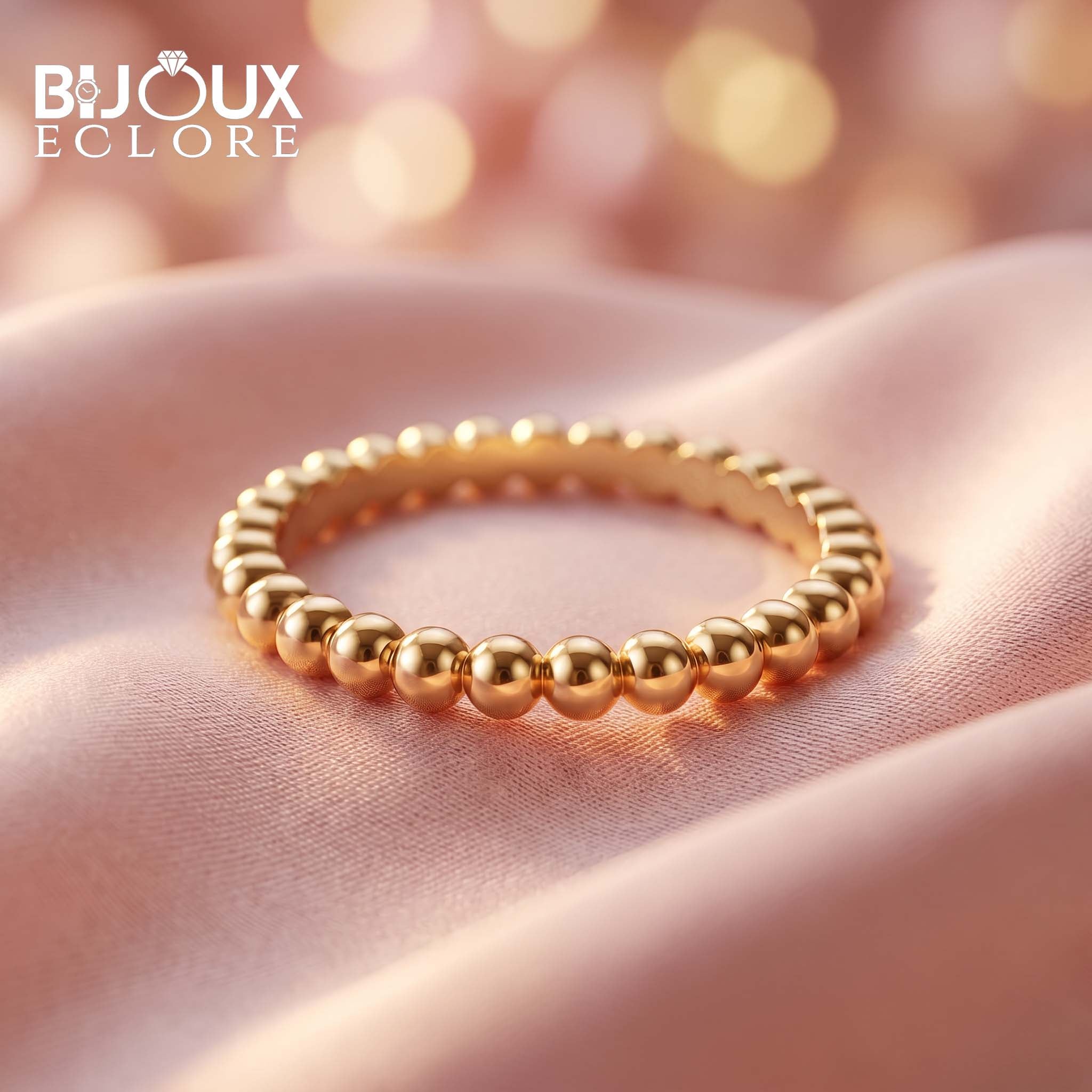 The Valentina Orb Gold Eternity Ring with Smooth Rounded Bead Detail - Bijoux Eclore