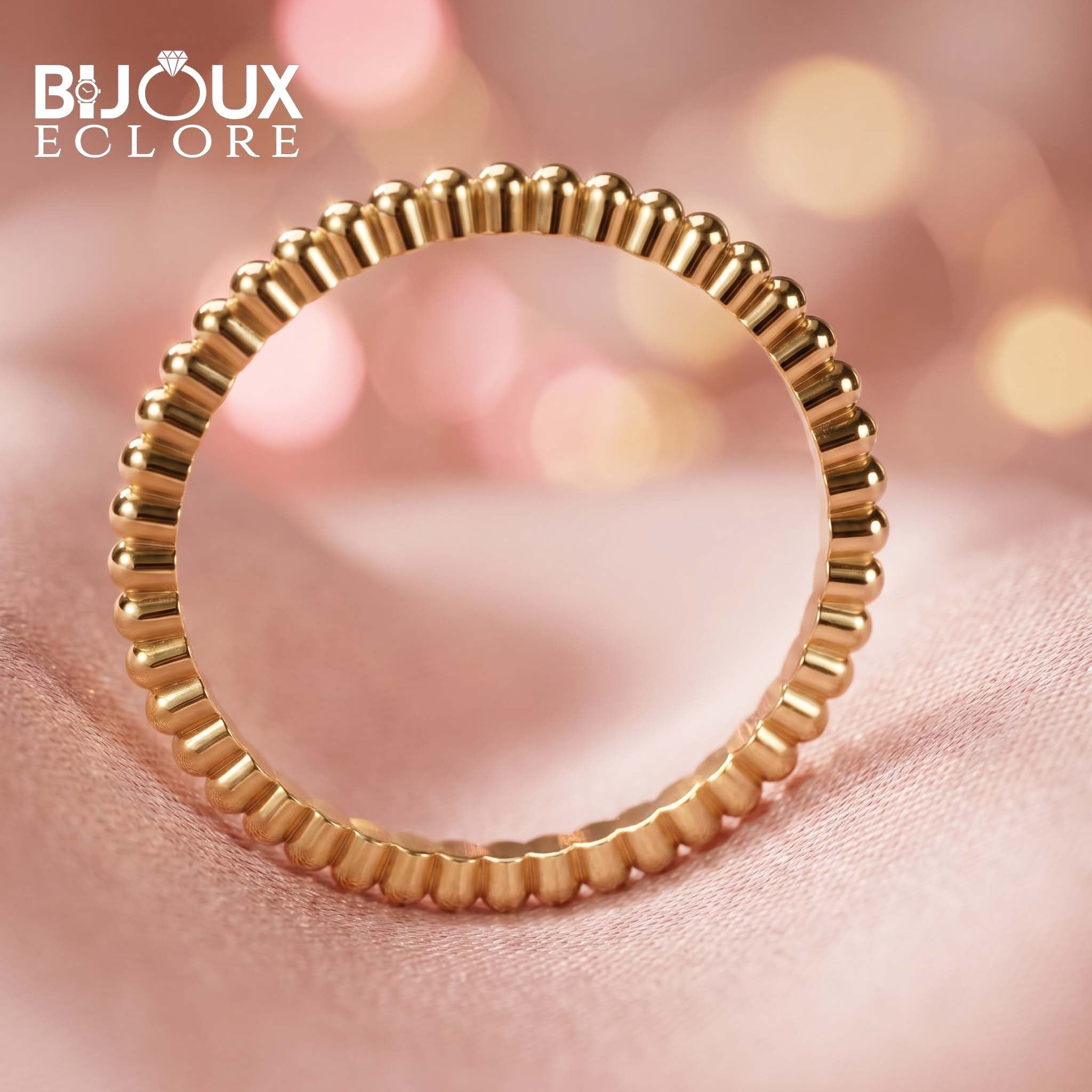 The Valentina Orb Gold Eternity Ring with Smooth Rounded Bead Detail - Bijoux Eclore
