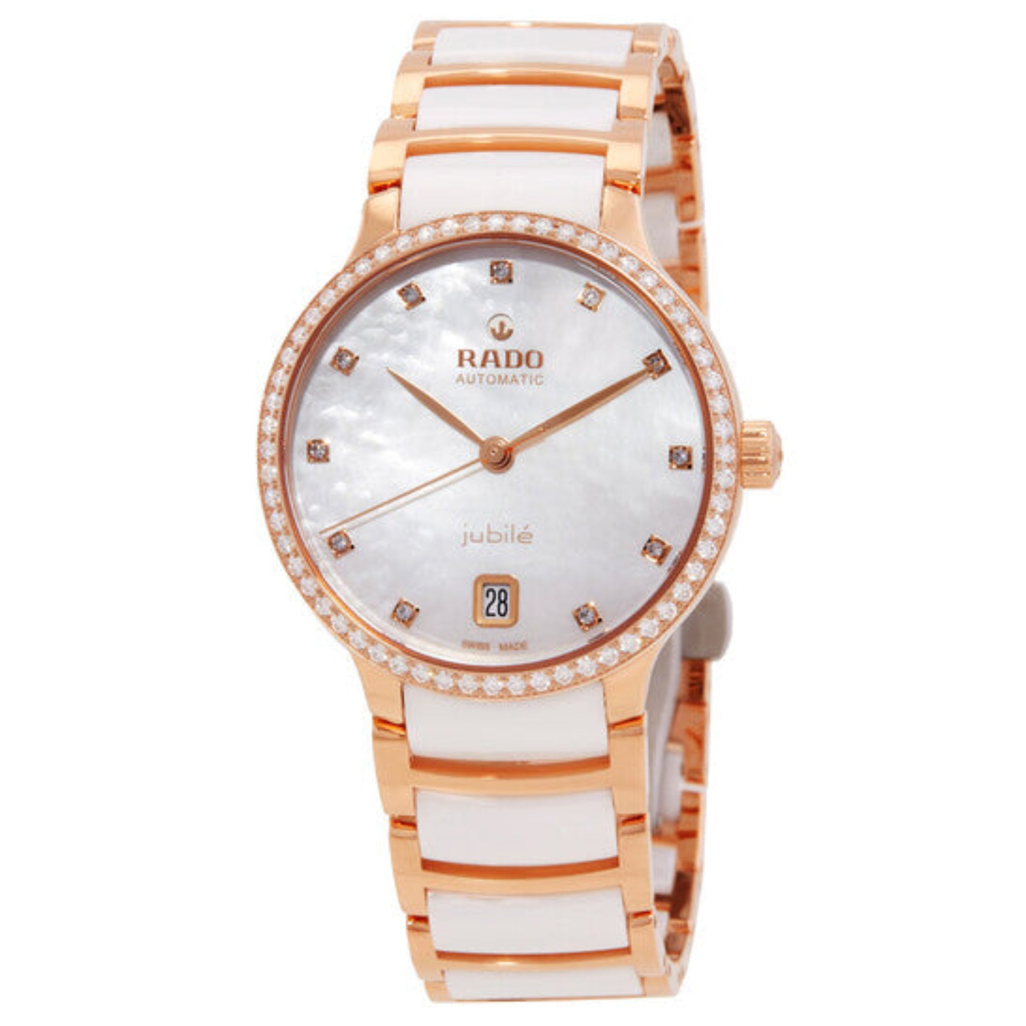 Rado  R30230902 Centrix Automatic Diamond White Mother of Pearl Dial Ladies Watch - Bijoux Eclore