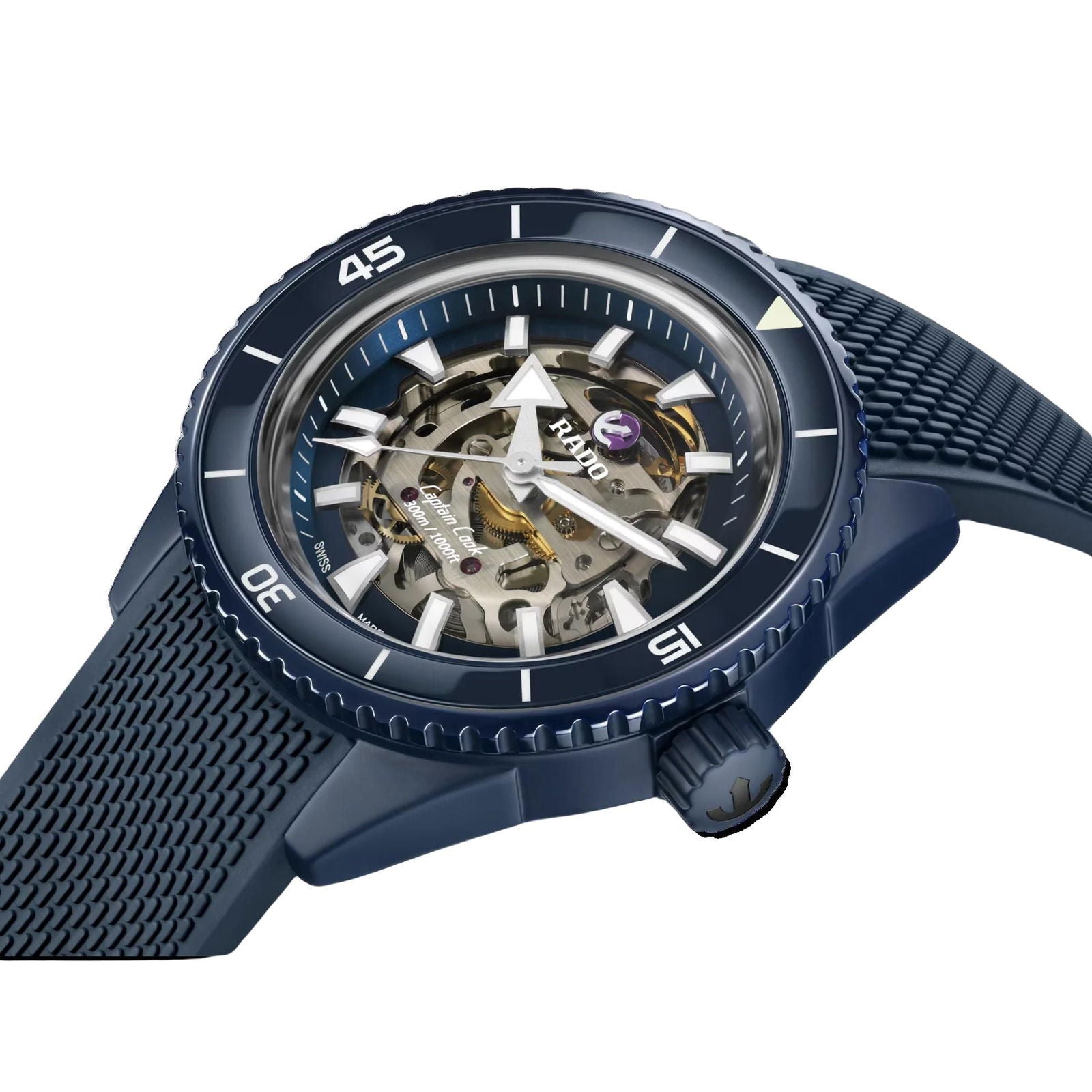 Rado Captain Cook High-Tech Ceramic Skeleton Blue Dial Navy Blue Strap R32153209