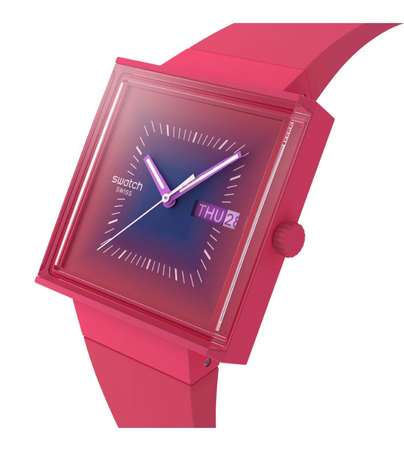 Swatch Bioceramic Squarely Berry SO34R700 - Bijoux Eclore