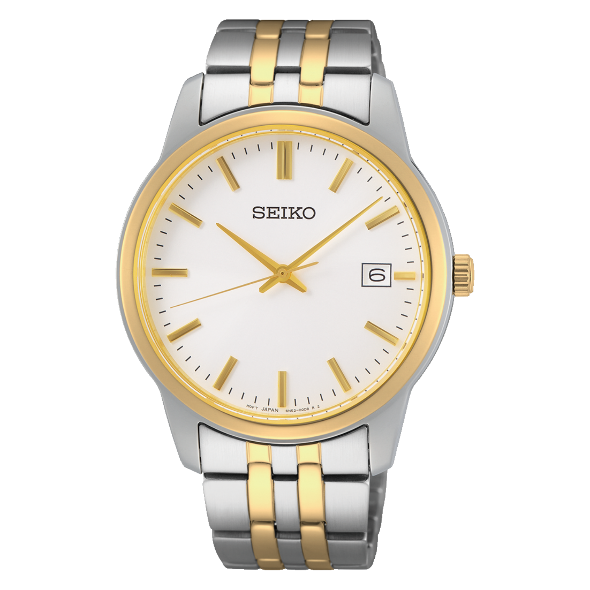 SEIKO SUR402P1 Classic Quartz White Dial Sliver Gold Two-Tone Stainless Steel - Bijoux Eclore