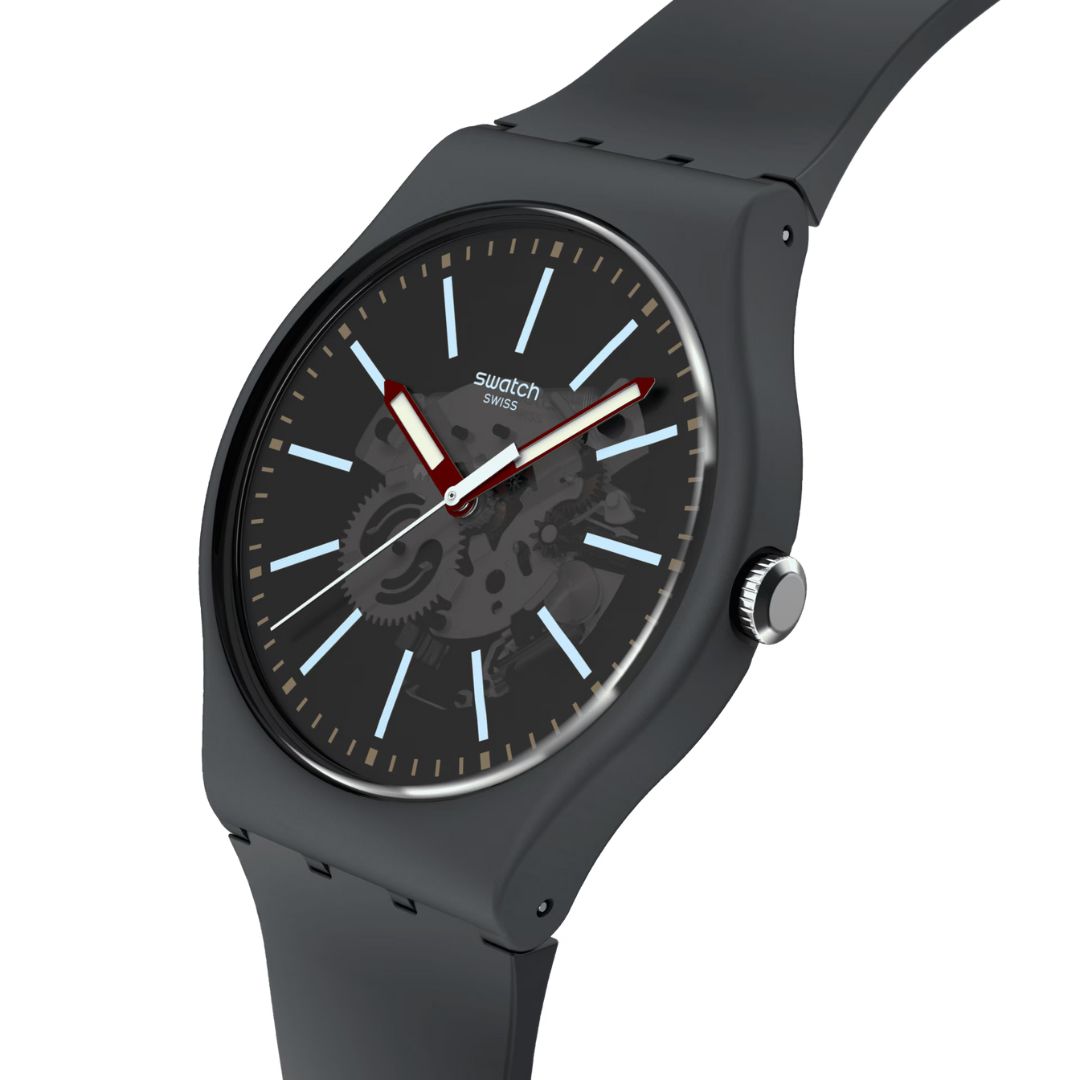Swatch Coblestone Street Quartz Grey Dial Watch 41mm SO29A101