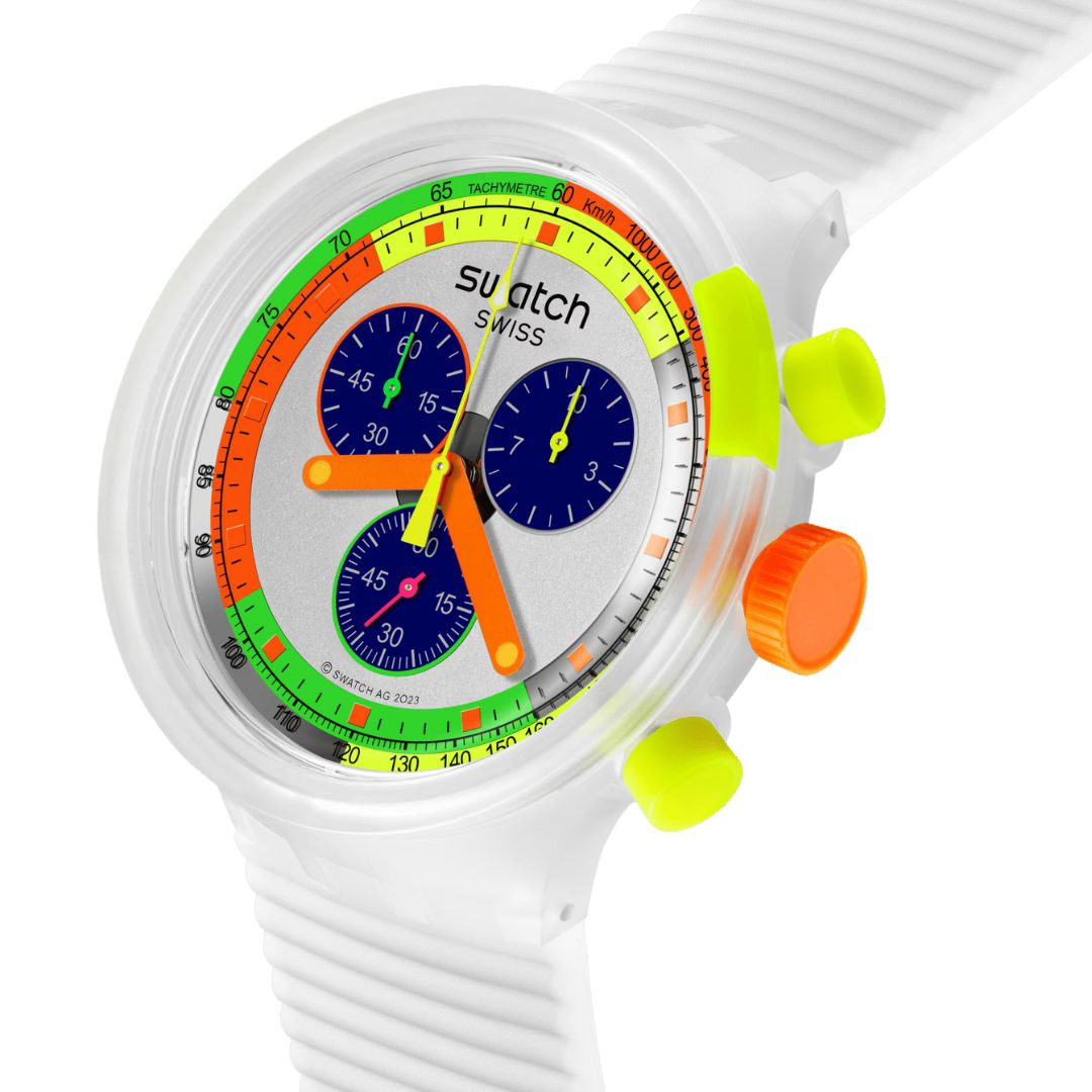 Swatch Neon Jelly Multicolour Dial Silicone Strap Chronograph Watch SB02K100