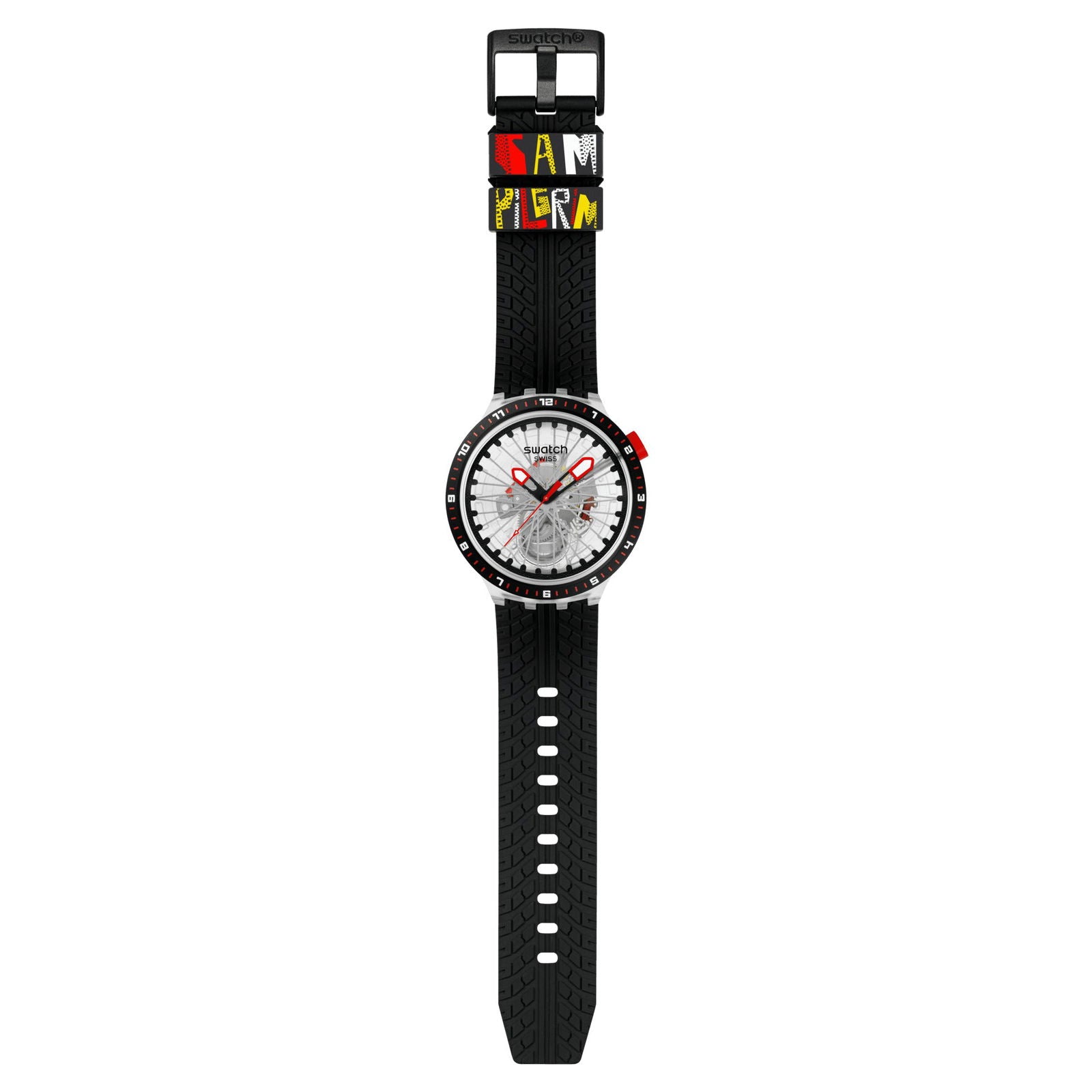 Swatch THE PILGRIM – TREAD ON IT Transparent Dial Silicone Strap Watch SB05K103