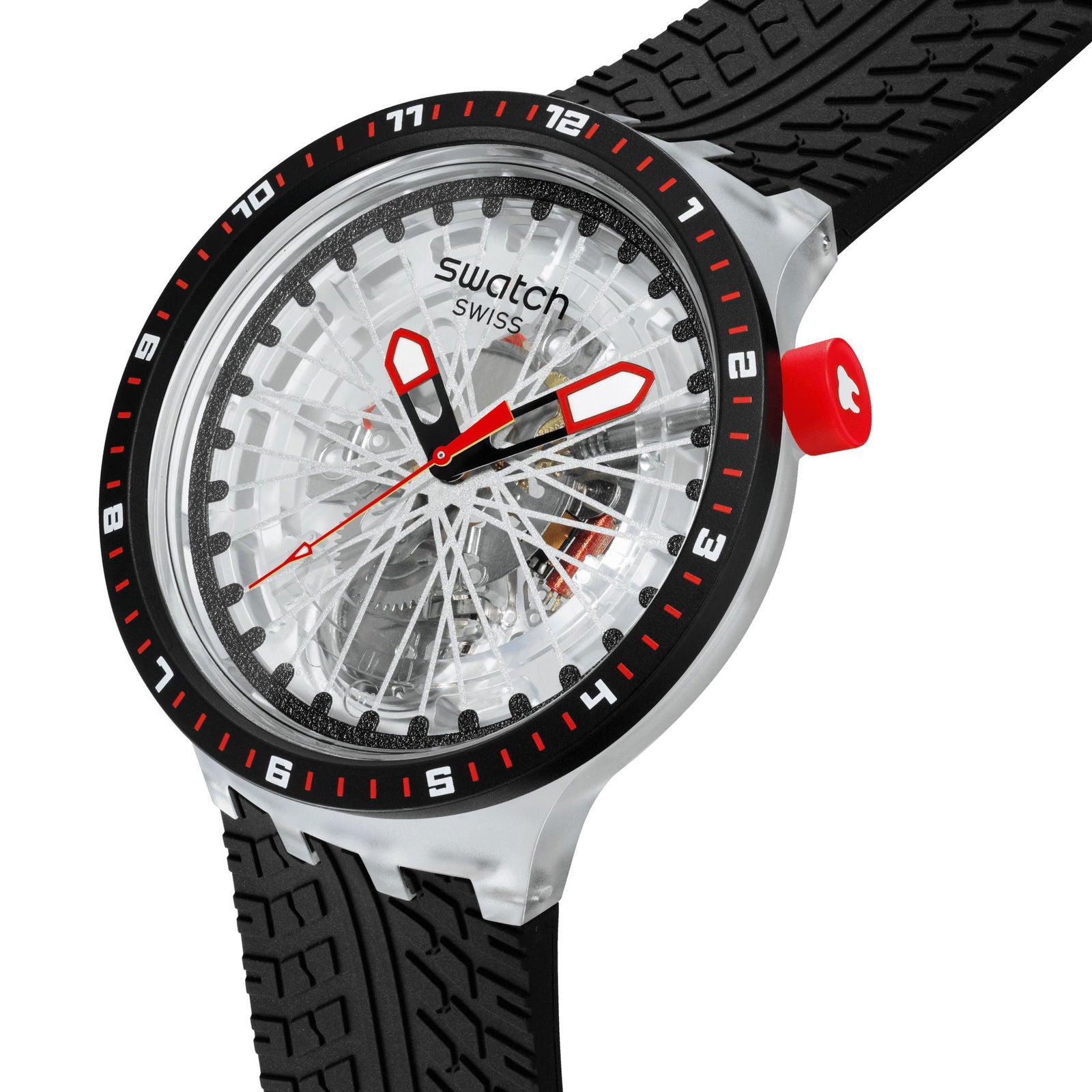 Swatch THE PILGRIM – TREAD ON IT Transparent Dial Silicone Strap Watch SB05K103