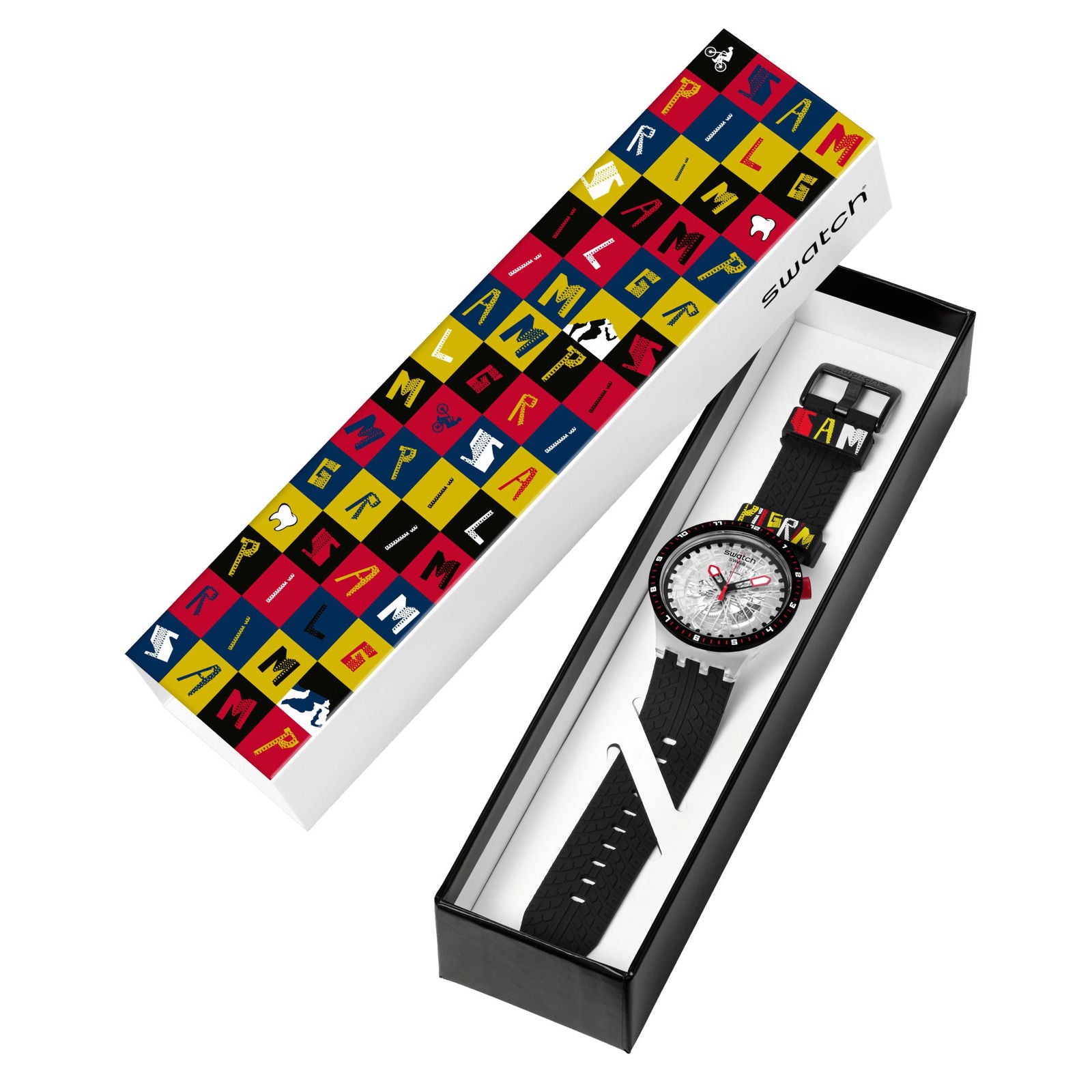 Swatch THE PILGRIM – TREAD ON IT Transparent Dial Silicone Strap Watch SB05K103