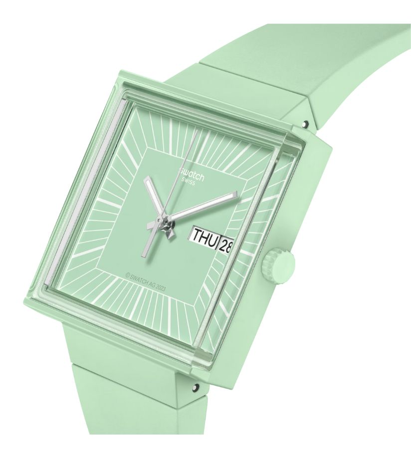 Swatch WHAT IF…MINT? Green Dial Bioceramic Strap Unisex Watch SO34G701