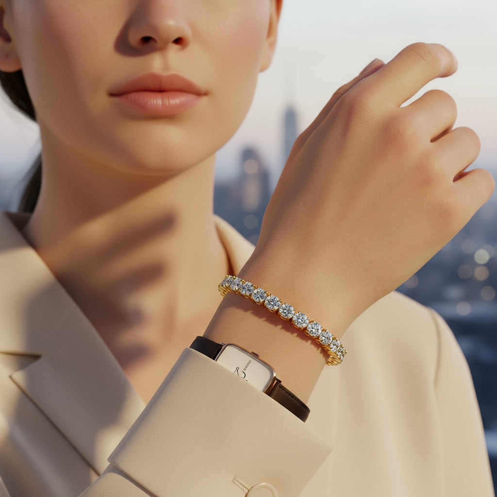 Elegant  Tennis Bracelet Featuring 30 Oval-Cut Diamond Stones, Exquisite and Timeless Design for Luxury and Sophistication - Bijoux Eclore