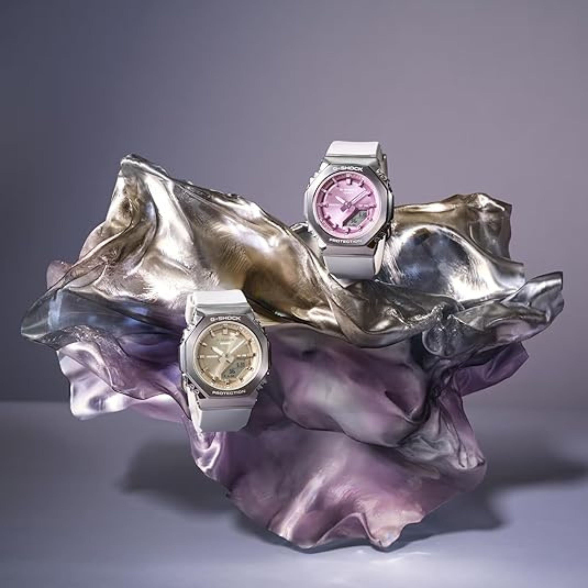 G-Shock Casio Analog-Digital Beige Dial White Resin Watch 46mm - GMS2110-7A9 - Bijoux Eclore