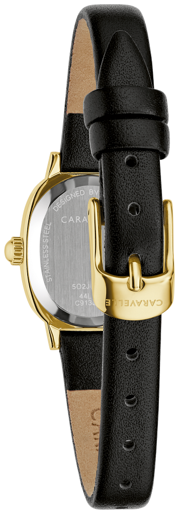 Caravelle by Bulova Ladies Classic Quartz Gold-Tone Stainless Steel White Dial Leather Strap Watch 44L269 - Bijoux Eclore