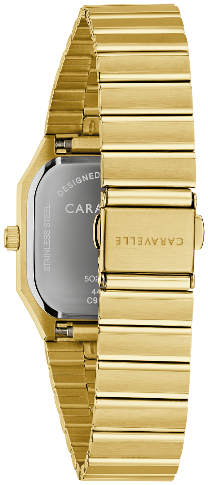 Caravelle by Bulova Vintage Dress Black Dial Gold-Tone Stainless Steel Watch 44B131 - Bijoux Eclore