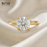 Solitaire Round-Cut Diamond Engagement Ring with a Polished Yellow Gold Band - Bijoux Eclore
