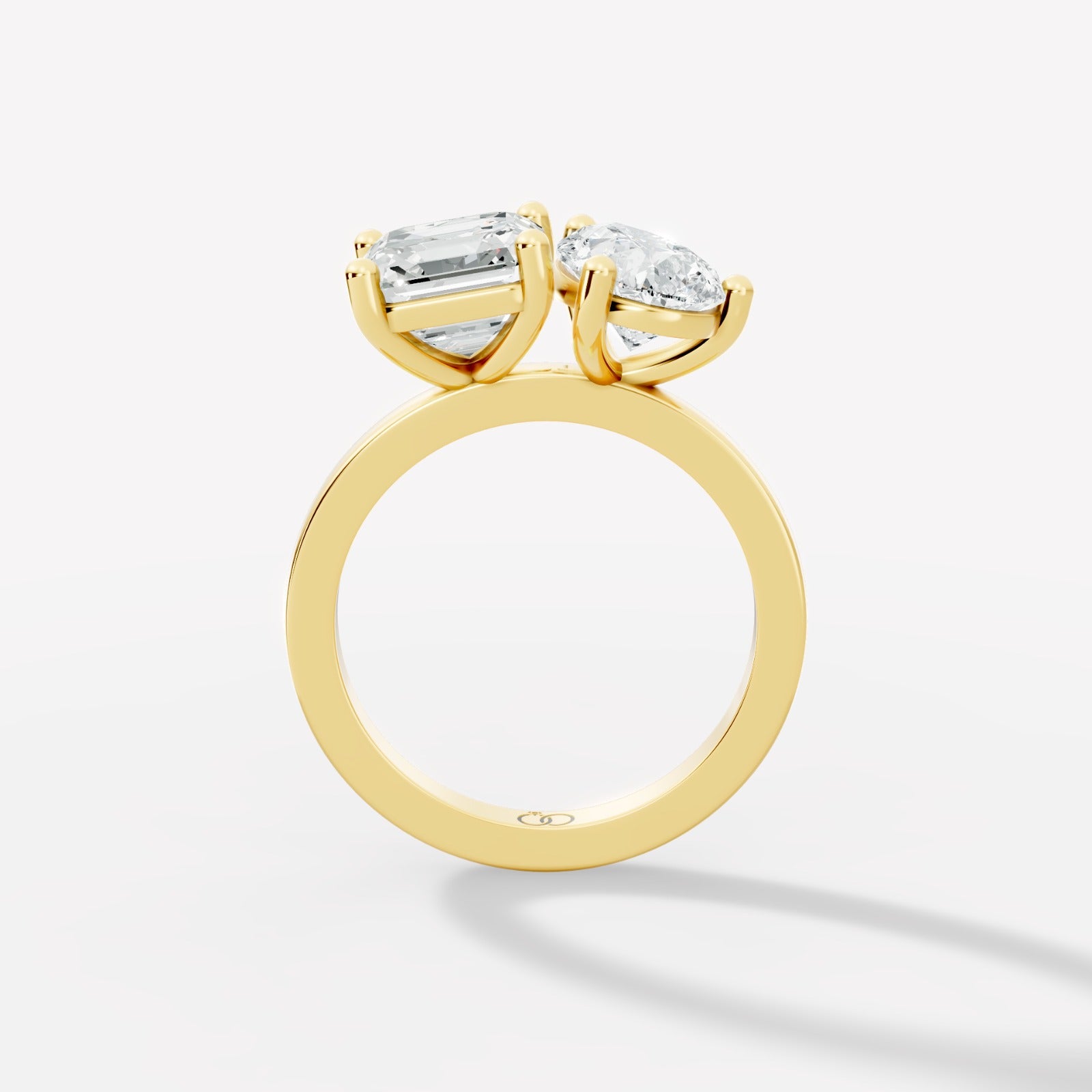 Asscher & Pear-Cut Two-Stone Diamond Ring in 14K Yellow – A Timeless Duo of Brilliance - Bijoux Eclore