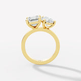 Asscher & Pear-Cut Two-Stone Diamond Ring in 14K Yellow – A Timeless Duo of Brilliance - Bijoux Eclore