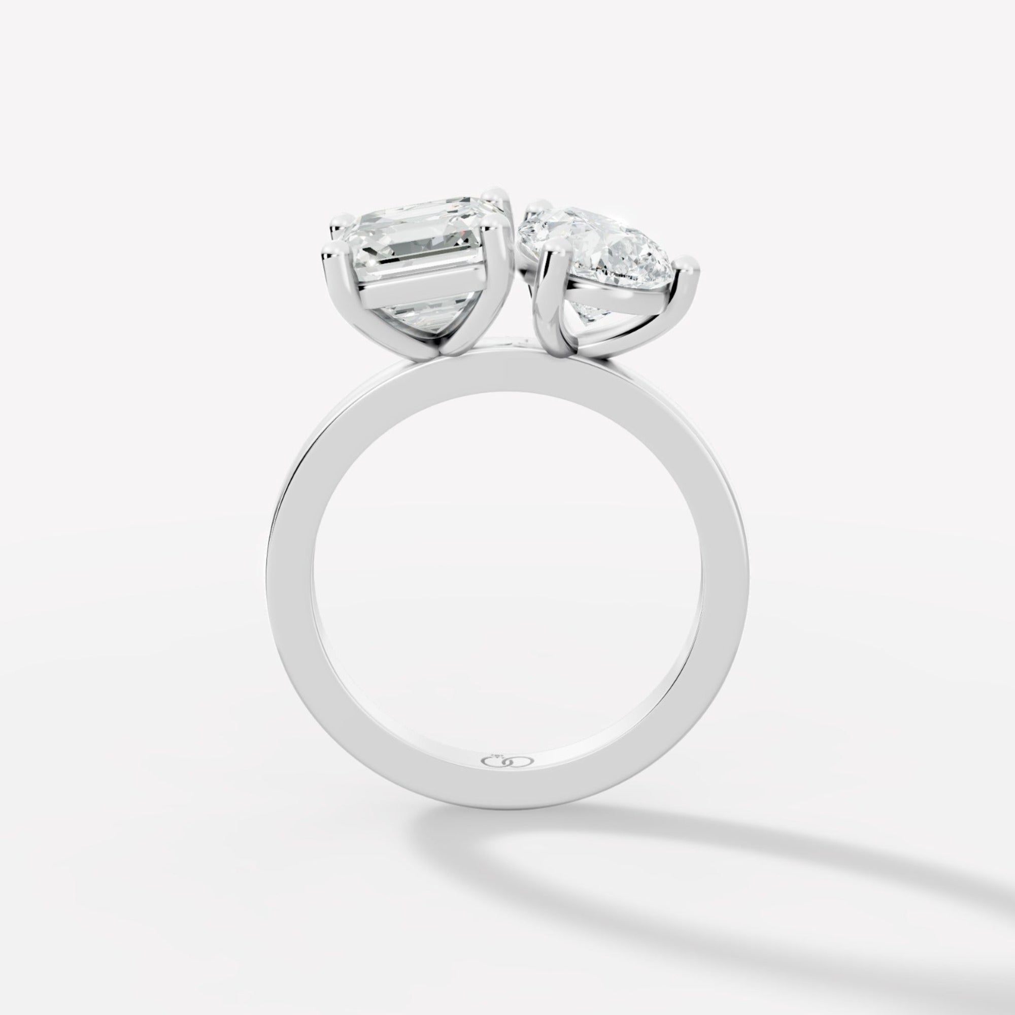 Asscher & Pear-Cut Two-Stone Diamond Ring in 14K Yellow – A Timeless Duo of Brilliance - Bijoux Eclore