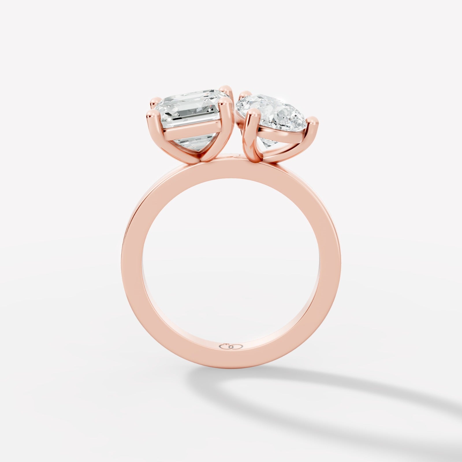 Asscher & Pear-Cut Two-Stone Diamond Ring in 14K Yellow – A Timeless Duo of Brilliance - Bijoux Eclore
