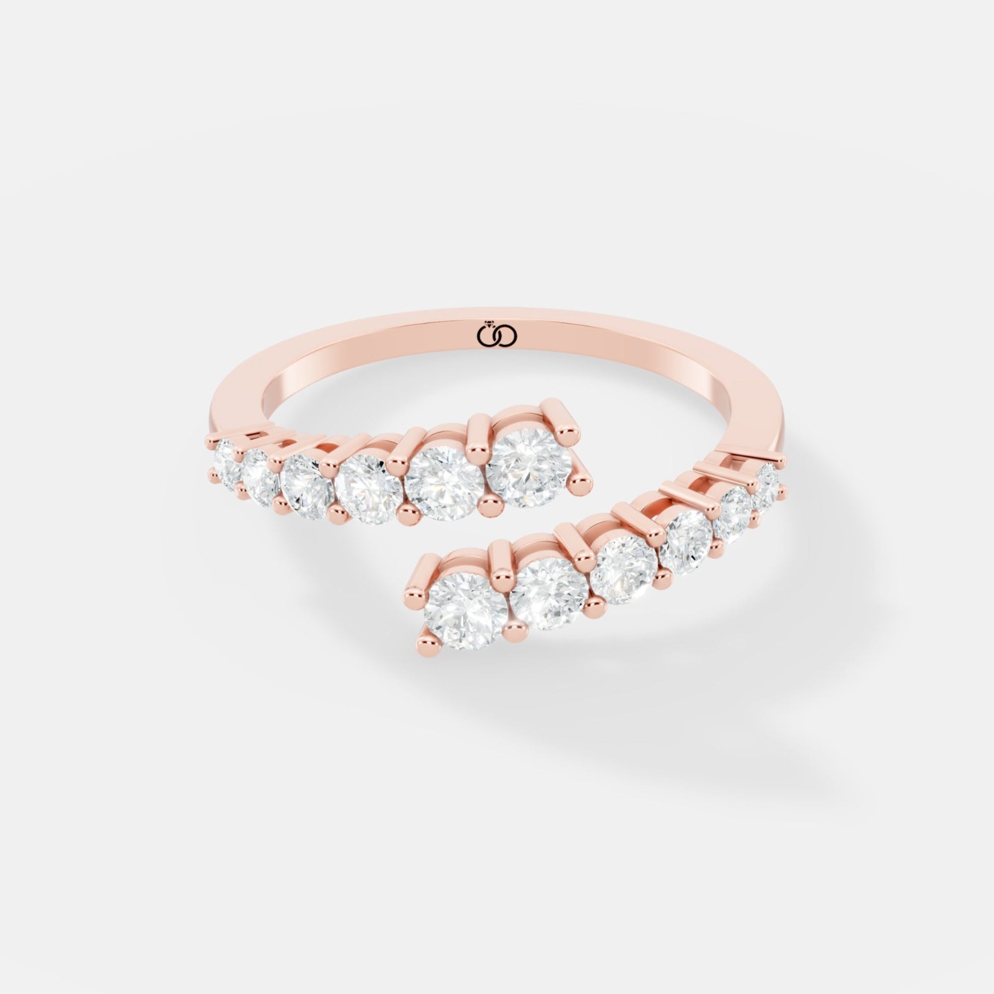 Exquisite Double Row Diamond Open Band Ring – Sparkle for Every Occasion - Bijoux Eclore