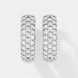 Triple Row Diamond Hoop Earrings – Exquisite Pave Setting Elegance - Bijoux Eclore