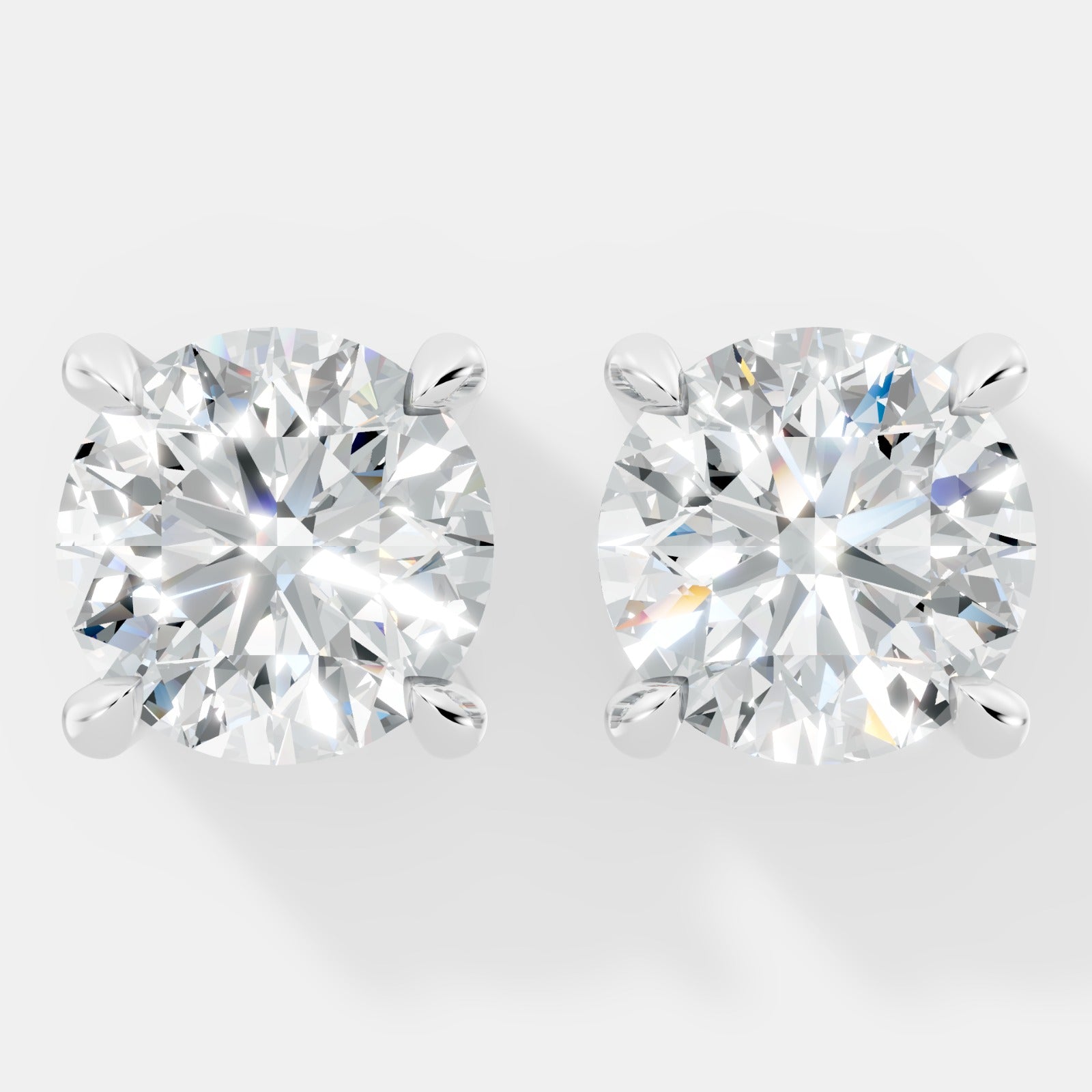 Four-Prong Round Diamond Studs with Hidden Pave Details  Earrings - Bijoux Eclore