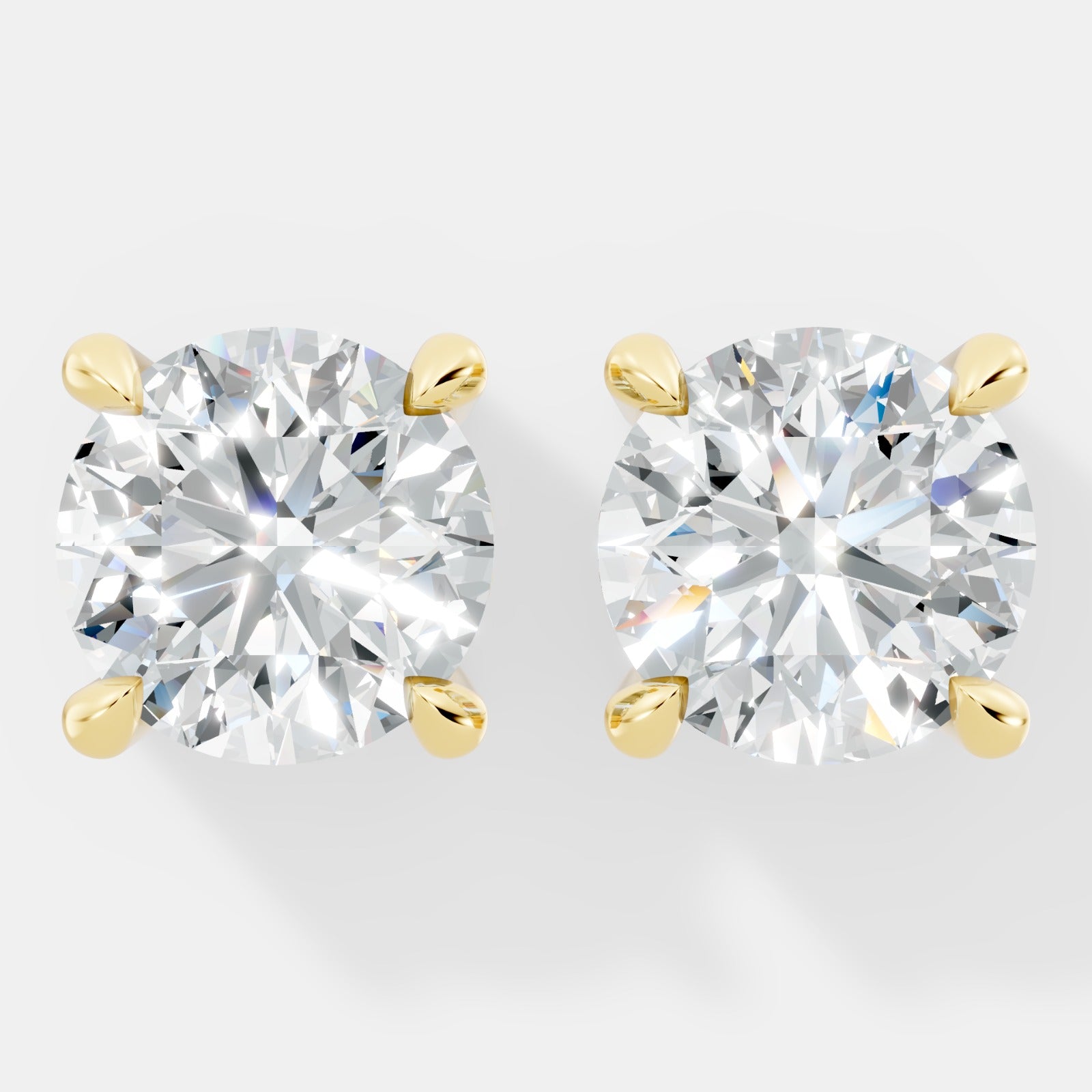 Four-Prong Round Diamond Studs with Hidden Pave Details  Earrings - Bijoux Eclore
