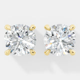 Four-Prong Round Diamond Studs with Hidden Pave Details  Earrings - Bijoux Eclore