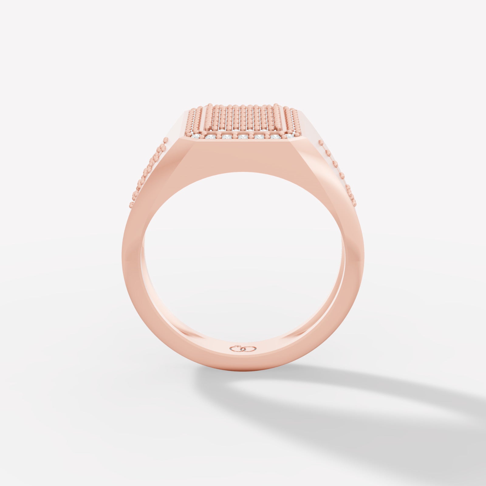 Exquisite Rectangular Diamond Pavé Statement Ring in White Gold with Side-Engraved Accents - Bijoux Eclore