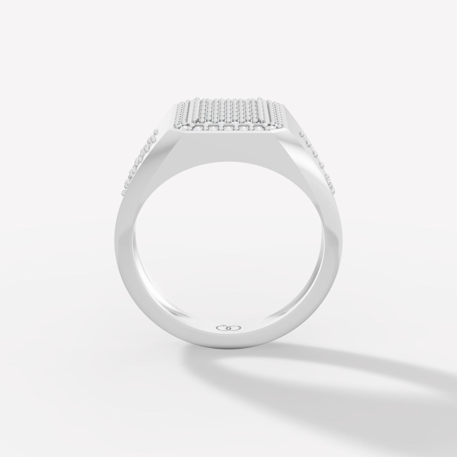 Exquisite Rectangular Diamond Pavé Statement Ring in White Gold with Side-Engraved Accents - Bijoux Eclore