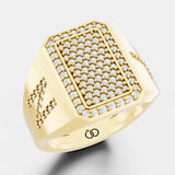Exquisite Rectangular Diamond Pavé Statement Ring in White Gold with Side-Engraved Accents - Bijoux Eclore