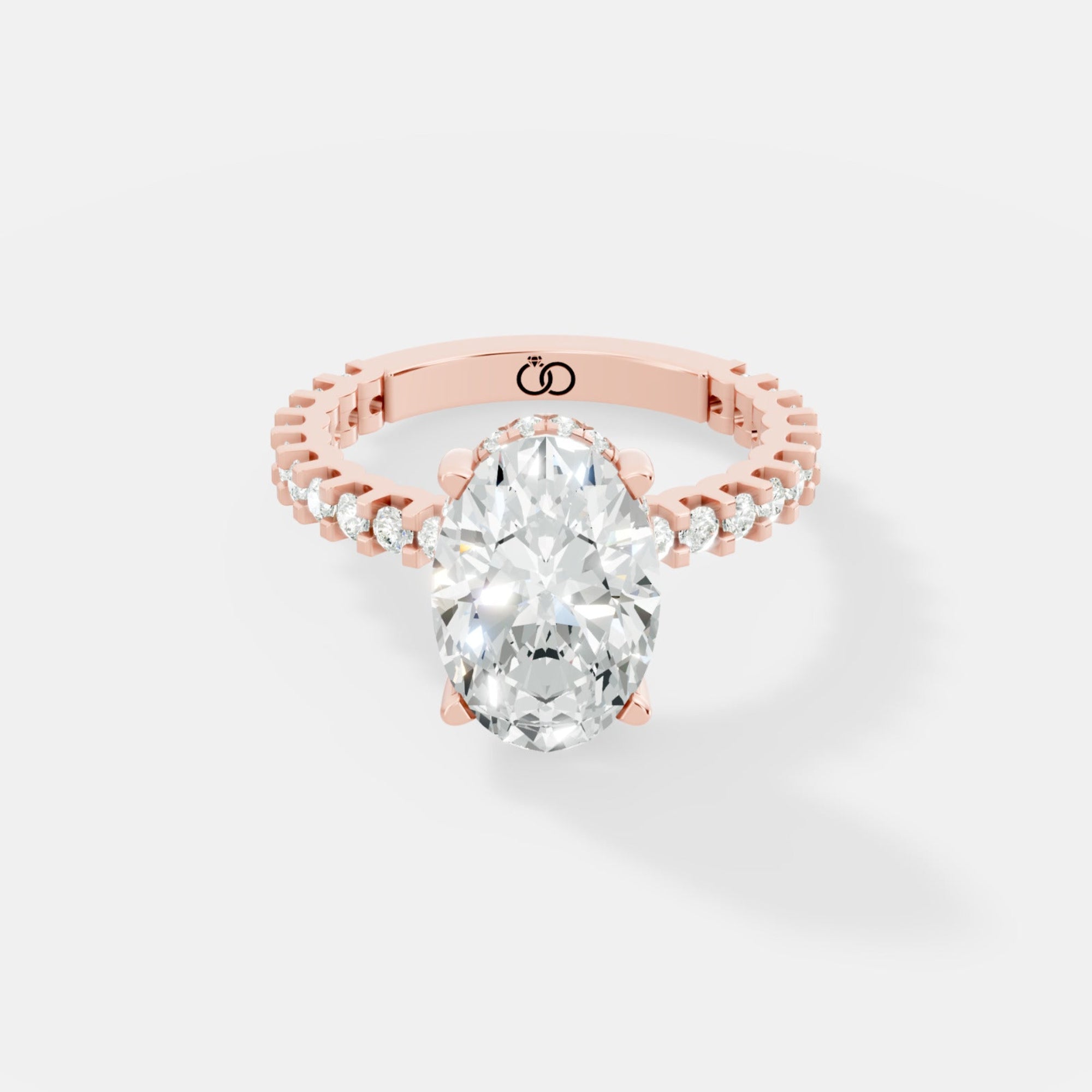 Elegant Oval-Cut Lab-Grown Diamond Engagement Ring with Round Accent Stones - Bijoux Eclore