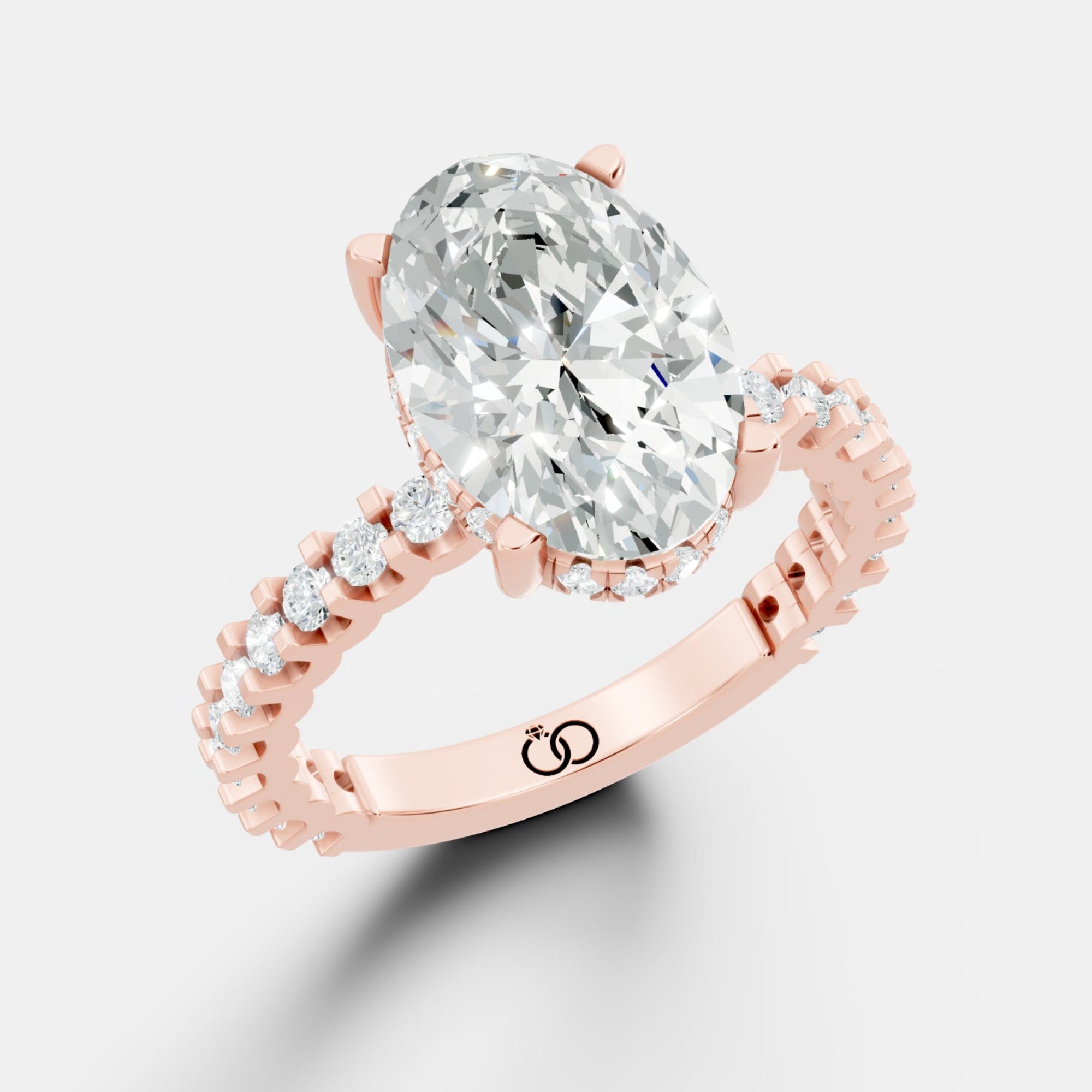 Elegant Oval-Cut Lab-Grown Diamond Engagement Ring with Round Accent Stones - Bijoux Eclore