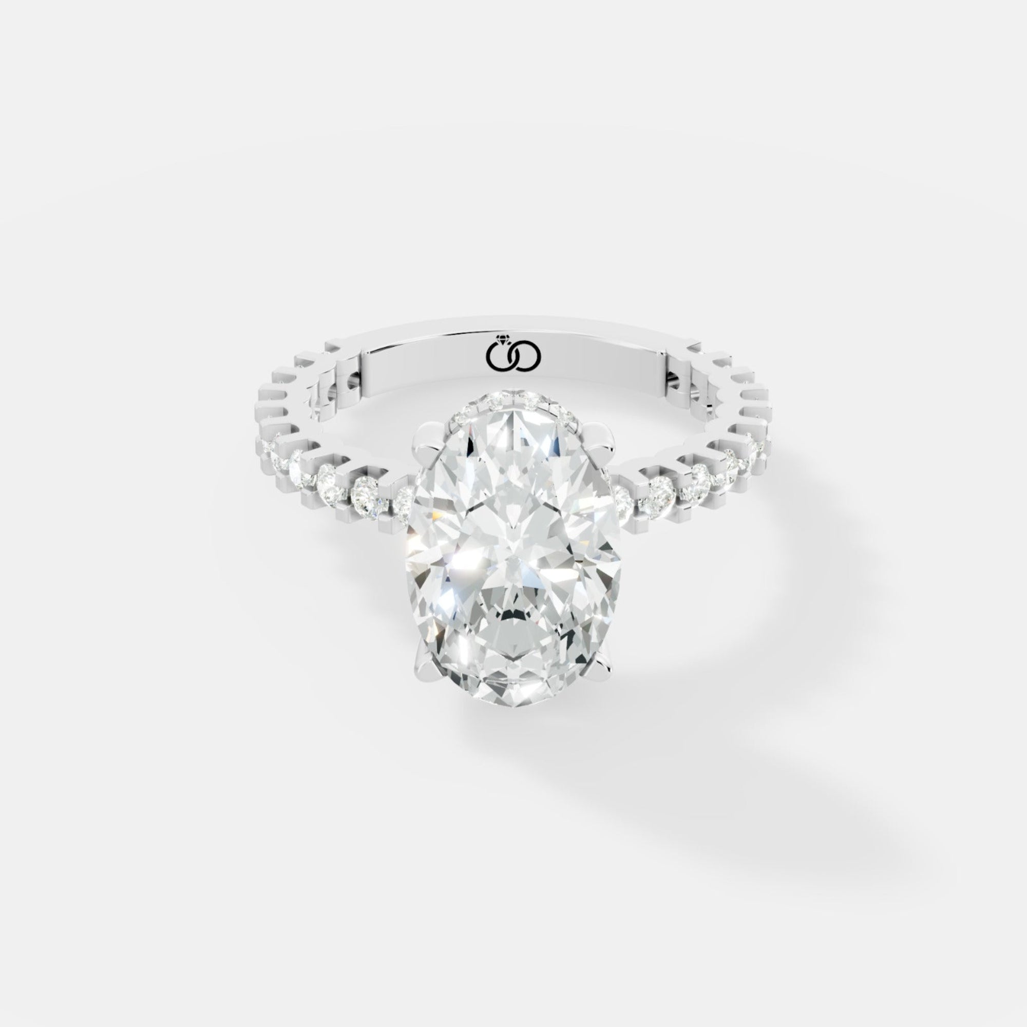 Elegant Oval-Cut Lab-Grown Diamond Engagement Ring with Round Accent Stones - Bijoux Eclore