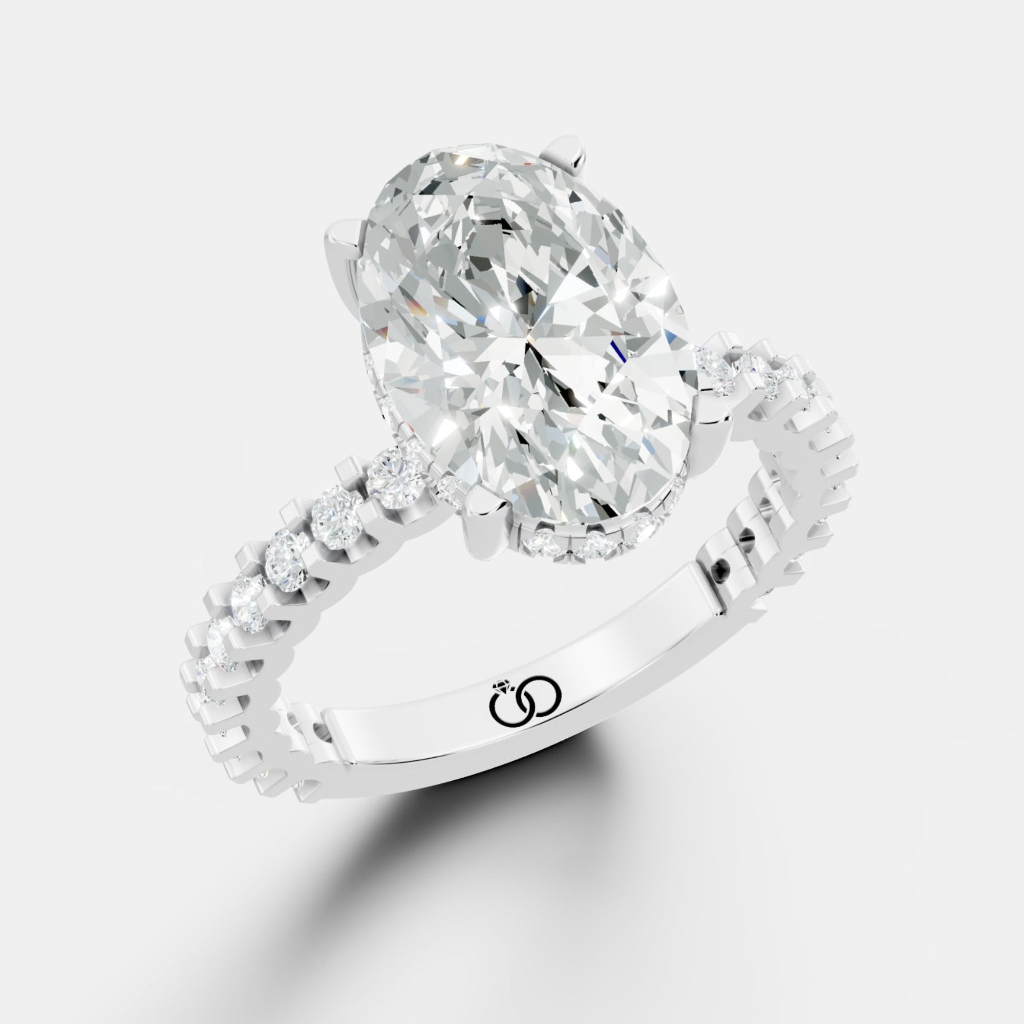 Elegant Oval-Cut Lab-Grown Diamond Engagement Ring with Round Accent Stones - Bijoux Eclore